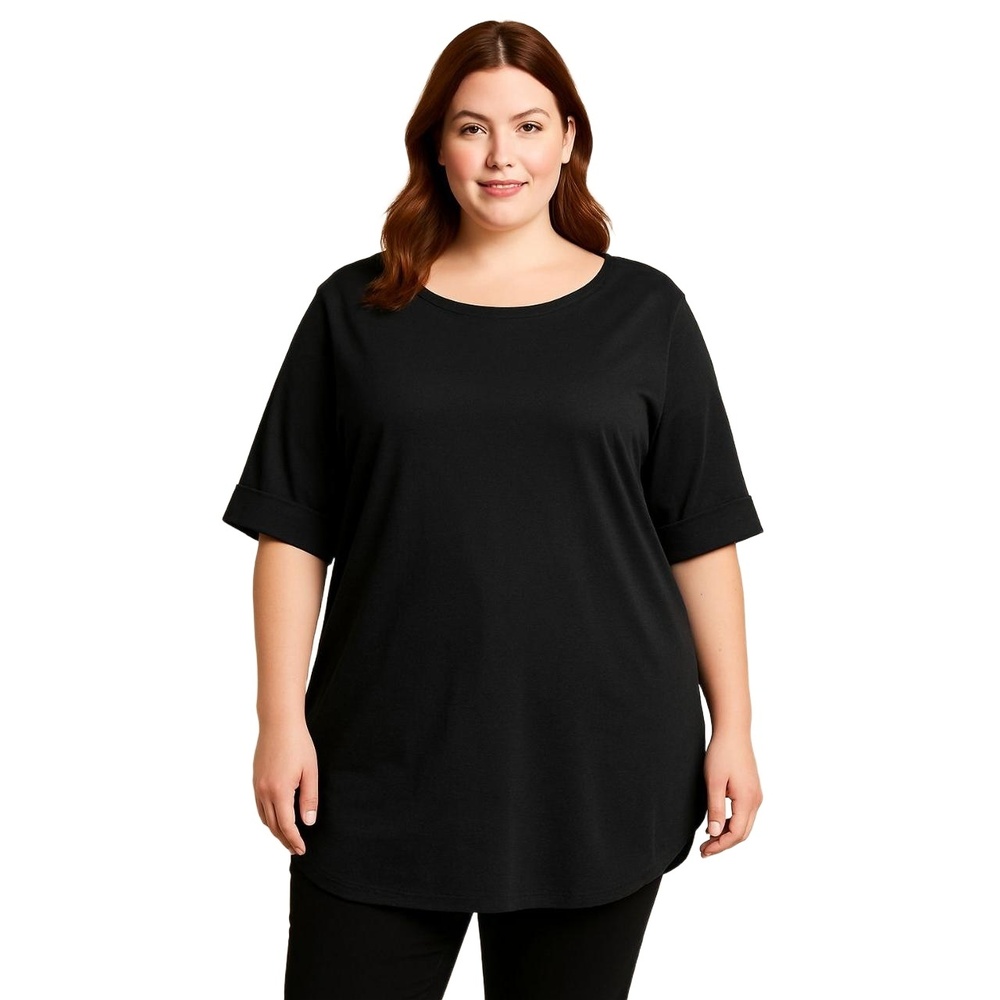 JESSICA LONDON Plus Size T-Shirt Women's 22/24 Black Casual Everyday